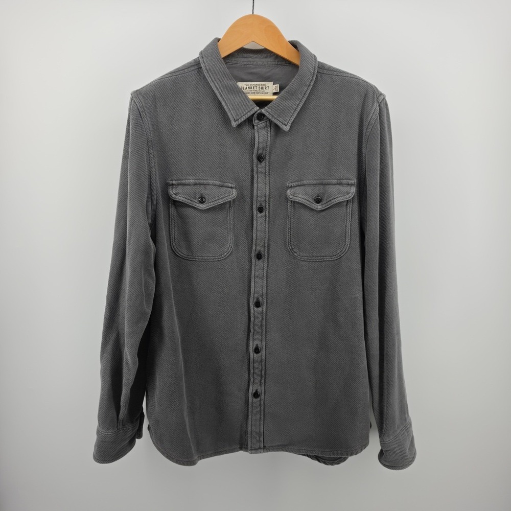 Outerknown Blanket Shirt Mens Large Gray Organic Cotton Twill Button Down